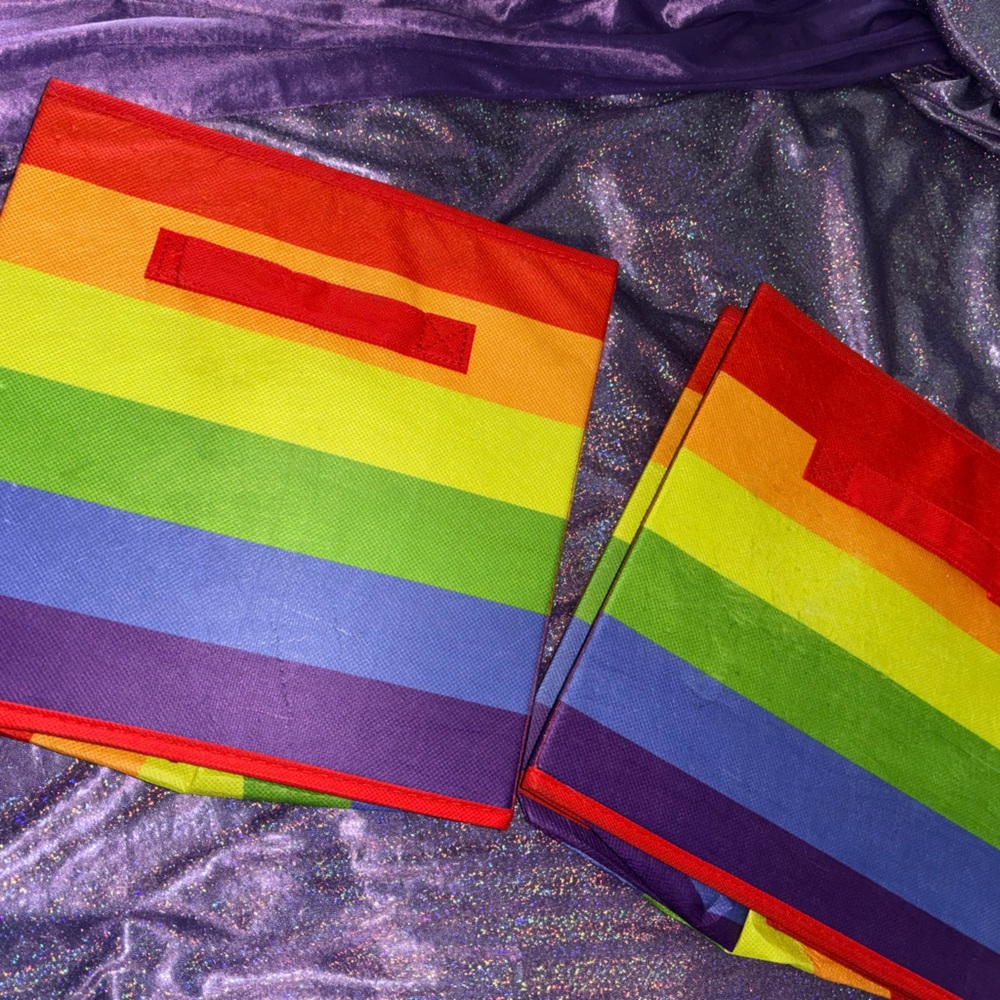 Rainbow Stripe Cube Bins